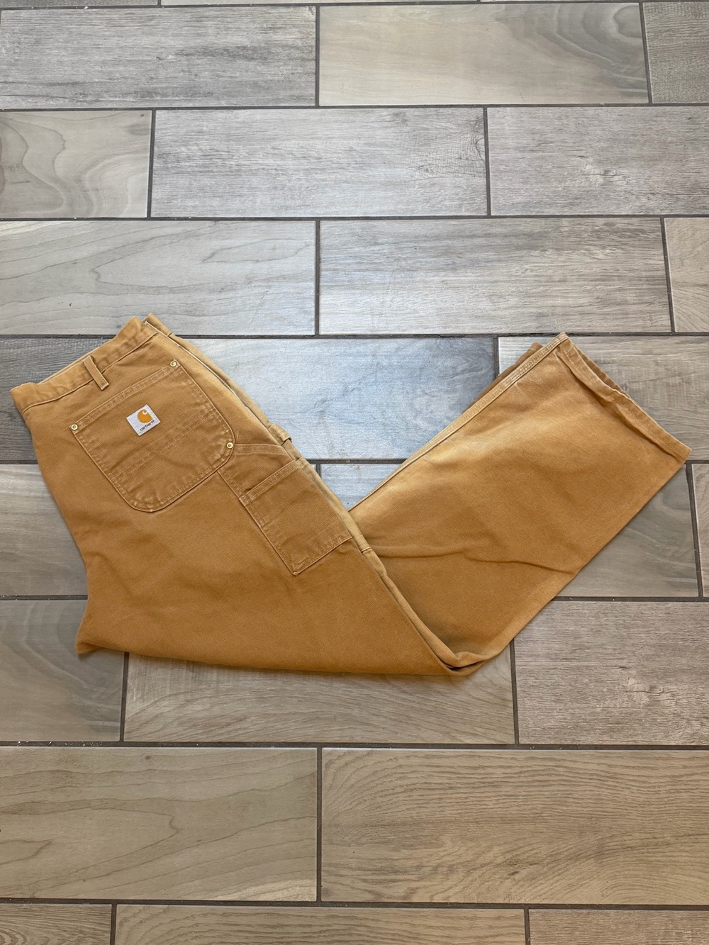 Vintage 90s Carhartt Canvas Duck Double Knee Brown Pants